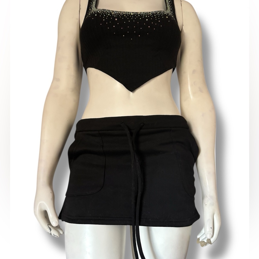 New Pink | DollsKill Cyber Y2K Punk Grunge Athletic mini goth sweat skirt